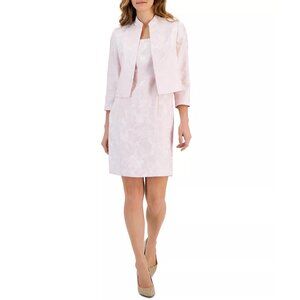 Kasper Floral Jacquard Open-Front Jacket & Sheath Dress Set Tutu Pink 4 NWT